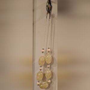 Cream Bead Strand Necklace with Silver Accents